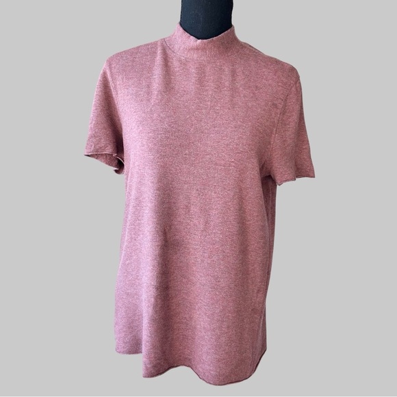 Kit & Ace Mock Neck Cashmere Blend Short Sleeve Top - Picture 1 of 14
